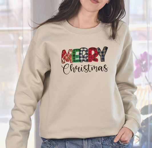 MERRY CHRISTMAS APPLIQUE SWEATSHIRT