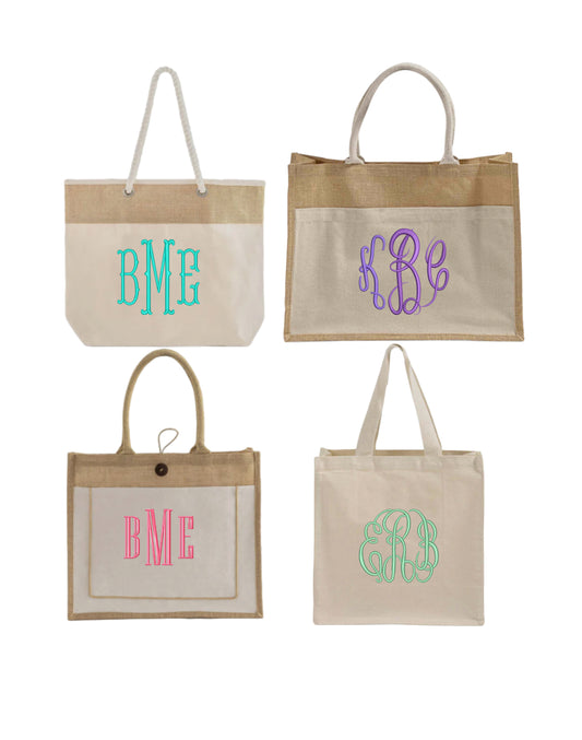 PERSONALISED  MONOGRAM NAMES TOTE BAGS