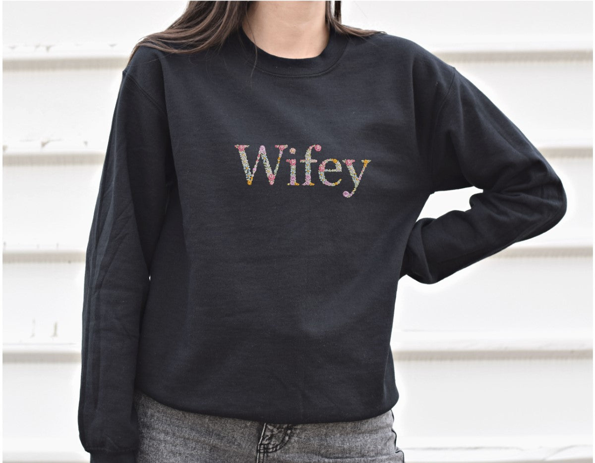 Personalised Embroidered Floral Title Sweatshirt
