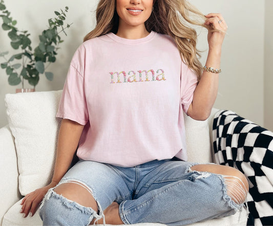 Floral Name Embroidered T-shirt
