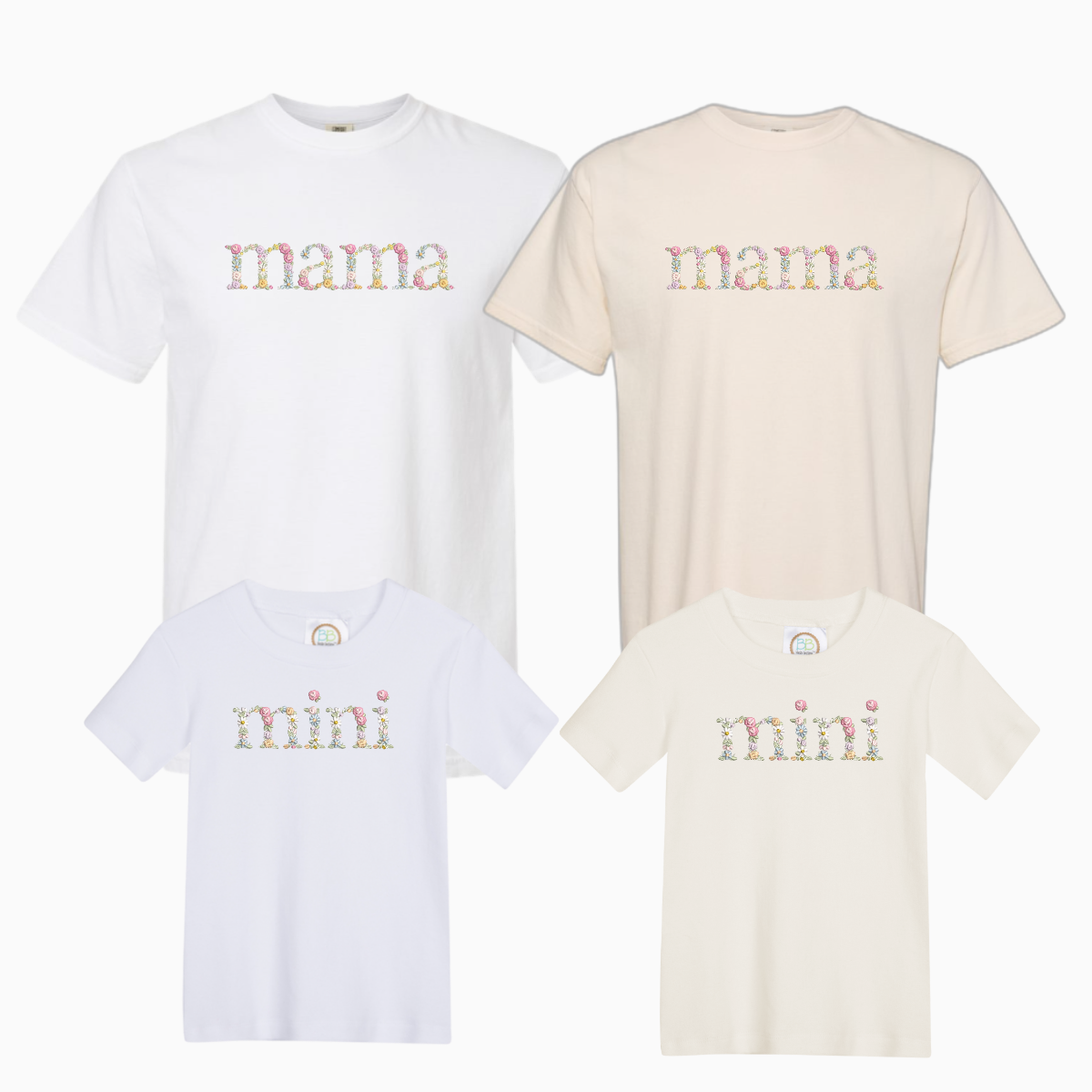 Mama and me Floral Embroidered T-shirt