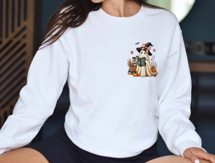 Spooky ghost book lover sweatshirt