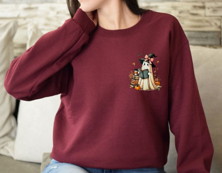 Spooky ghost book lover sweatshirt
