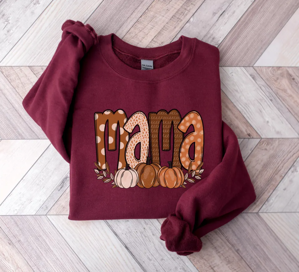 Fall Custom names Sweatshirt, Fall mama sweatshirt, Mama Pumpkin Sweatshirt