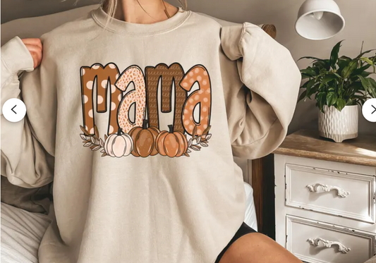 Fall Custom names Sweatshirt, Fall mama sweatshirt, Mama Pumpkin Sweatshirt