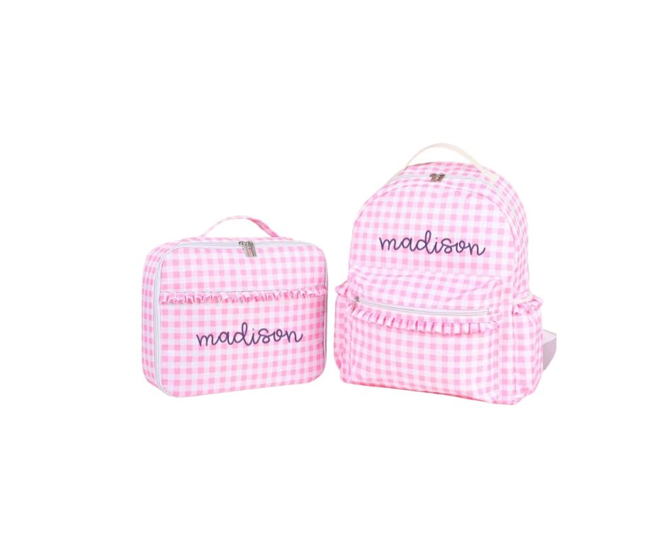 Gingham Backpack Lunchbox Set