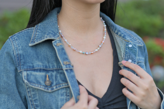 Freshwater Baroque Pearls with Natural Gemstones