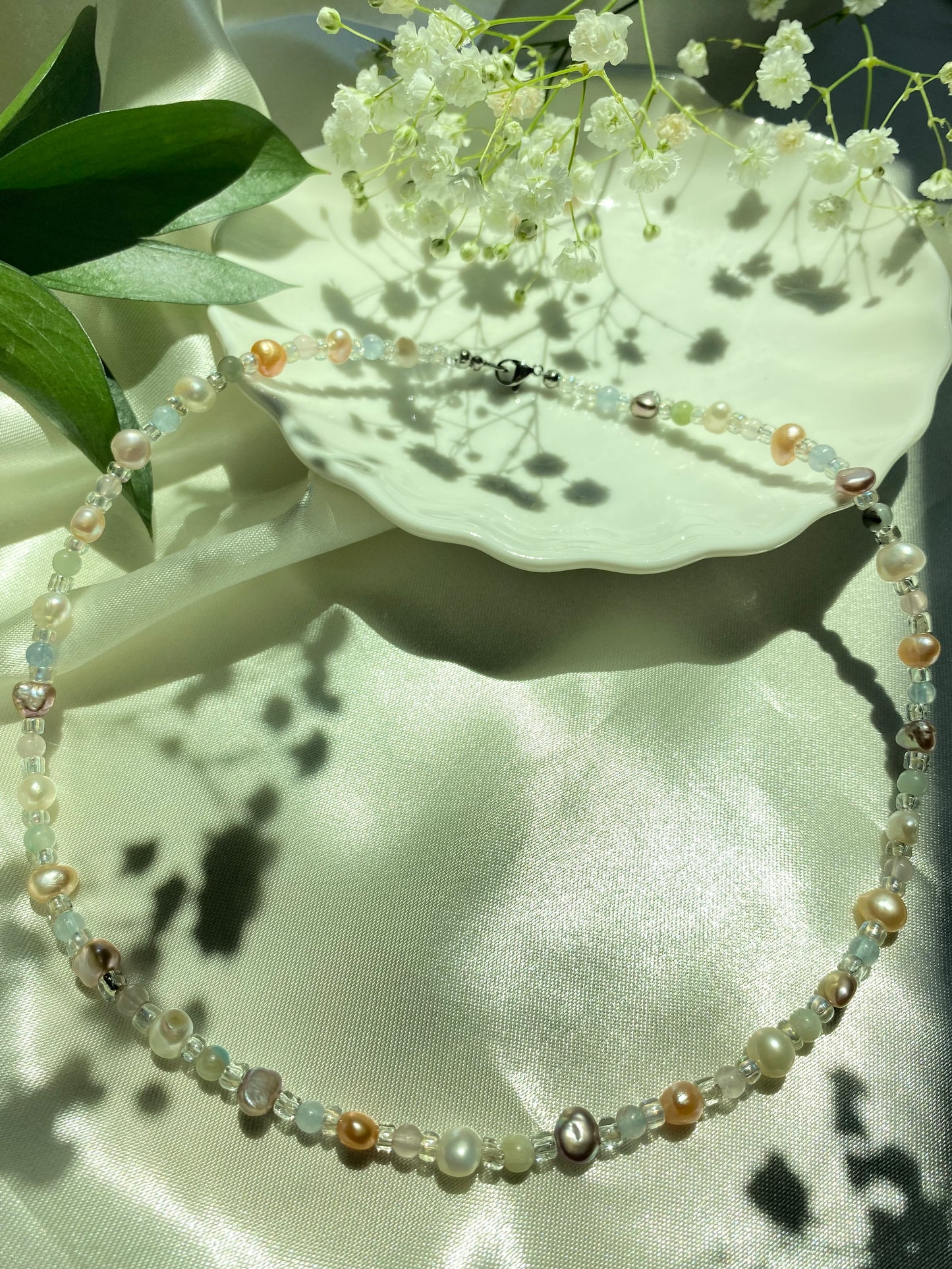 Freshwater Baroque Pearls with Natural Gemstones