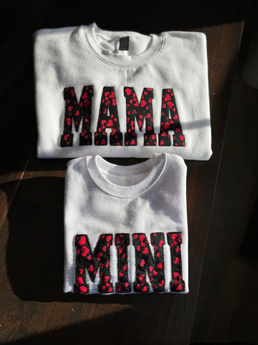 Matching Mama and Mini Heart Prints Sweatshirt