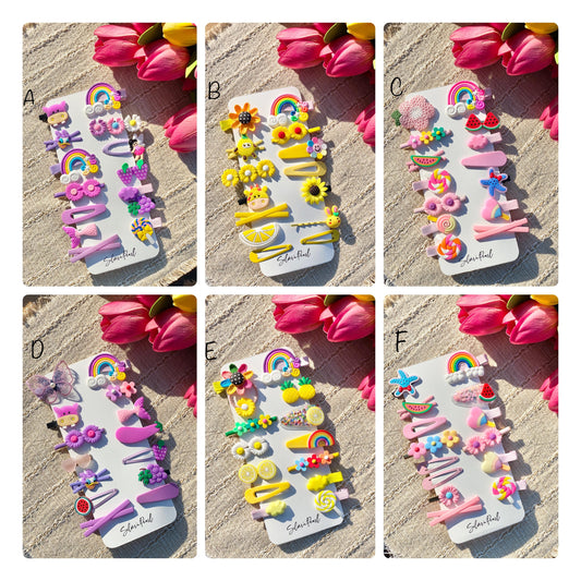 14 pcs. Colorful Kids Hairclips Set ,  Kids Hair barrettes set