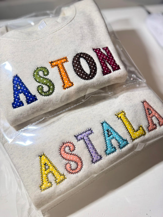 Custom Applique Names Sweatshirt