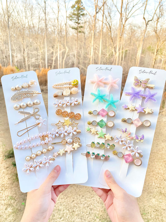 Pastel Resin Hair Barrettes Set