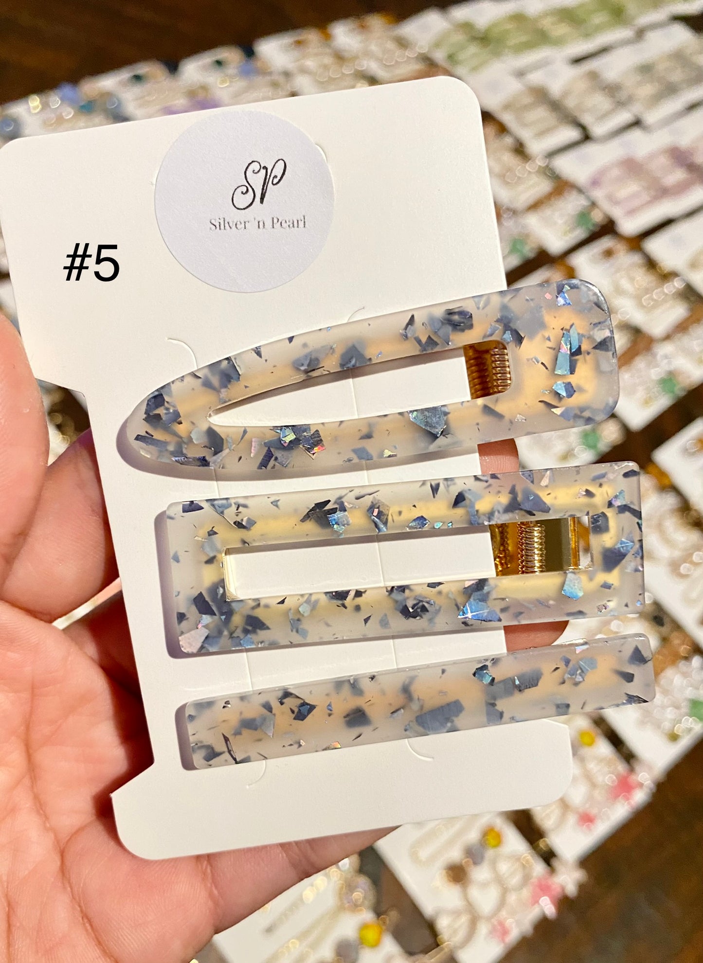 Acryllic Resin Hair Clips, Glittered Resin Hair Clips Set