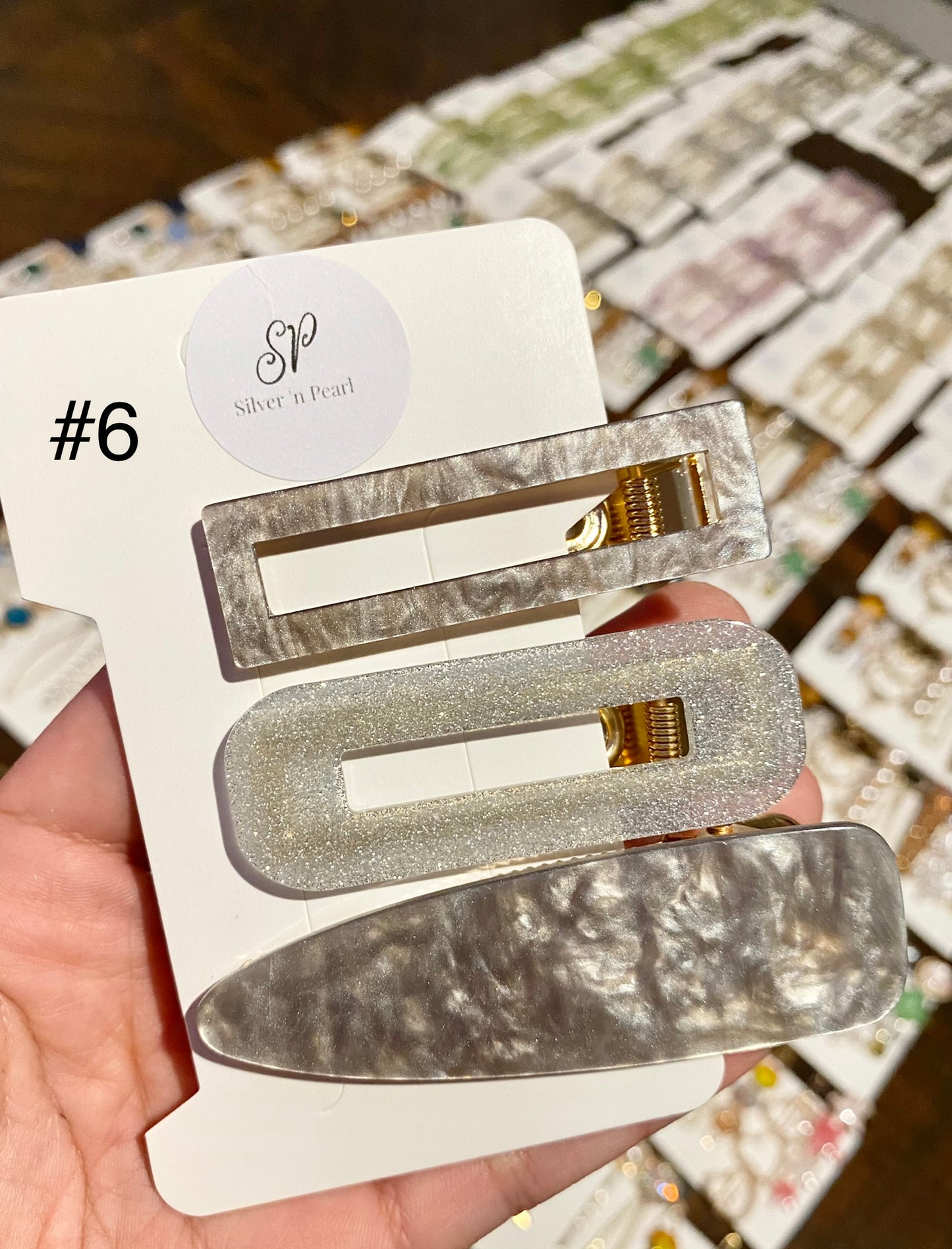 Acryllic Resin Hair Clips, Glittered Resin Hair Clips Set