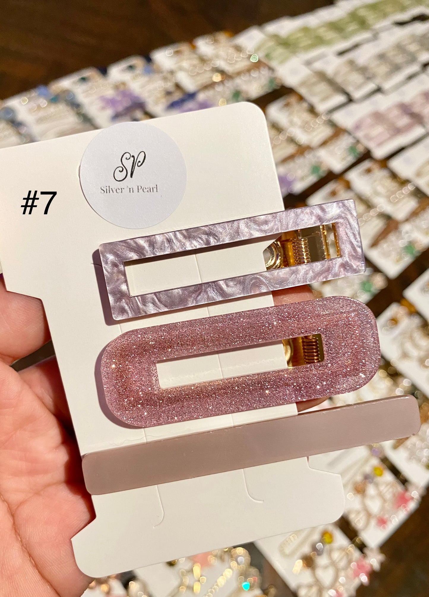 Acryllic Resin Hair Clips, Glittered Resin Hair Clips Set