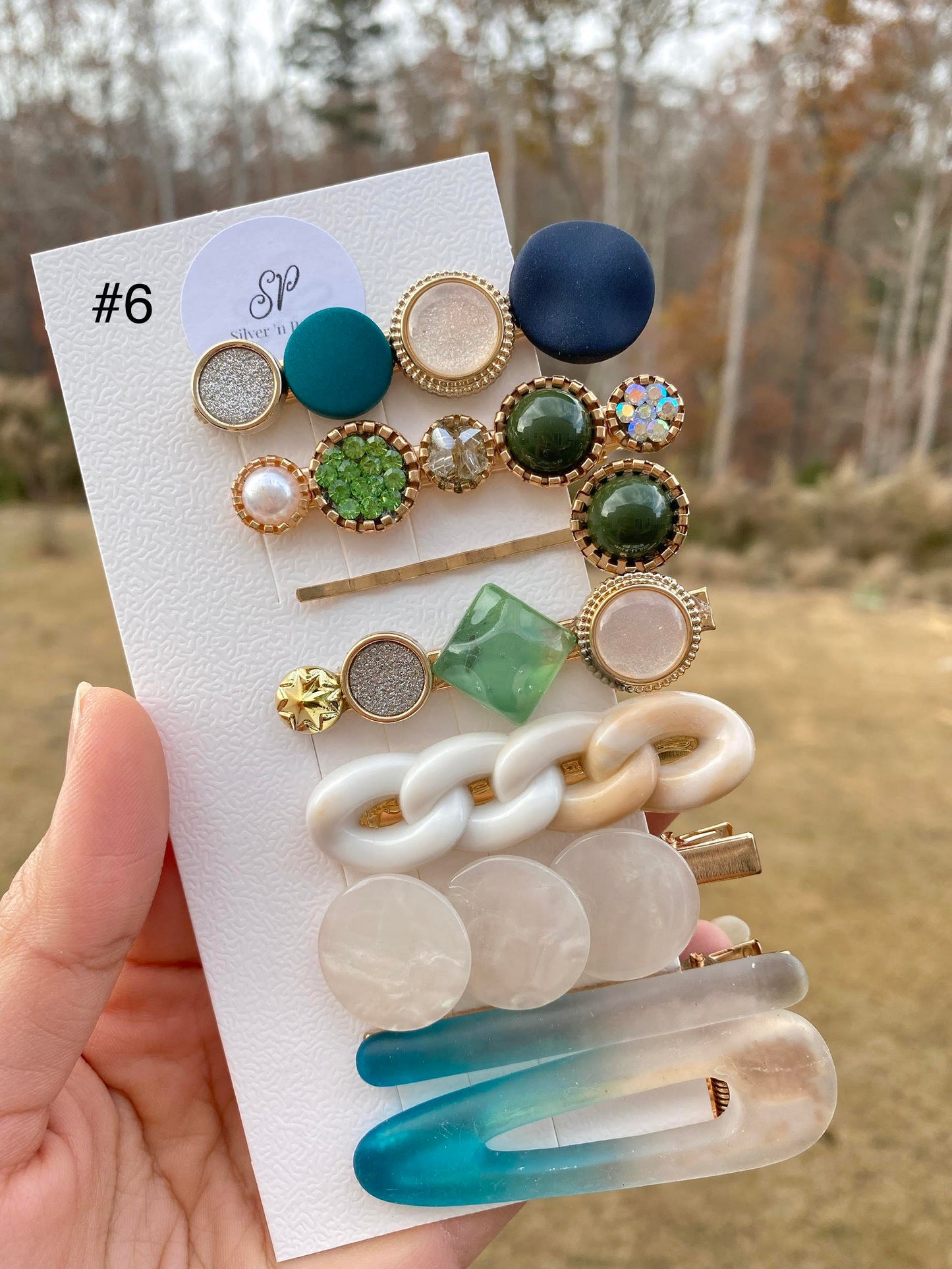 Acryllic Resin Hair Clips Set