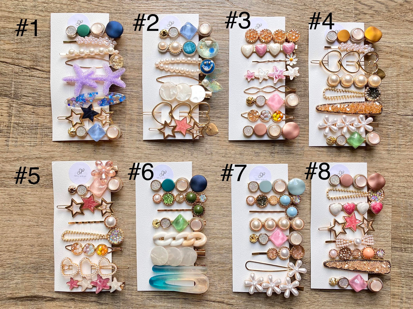 Acryllic Resin Hair Clips Set