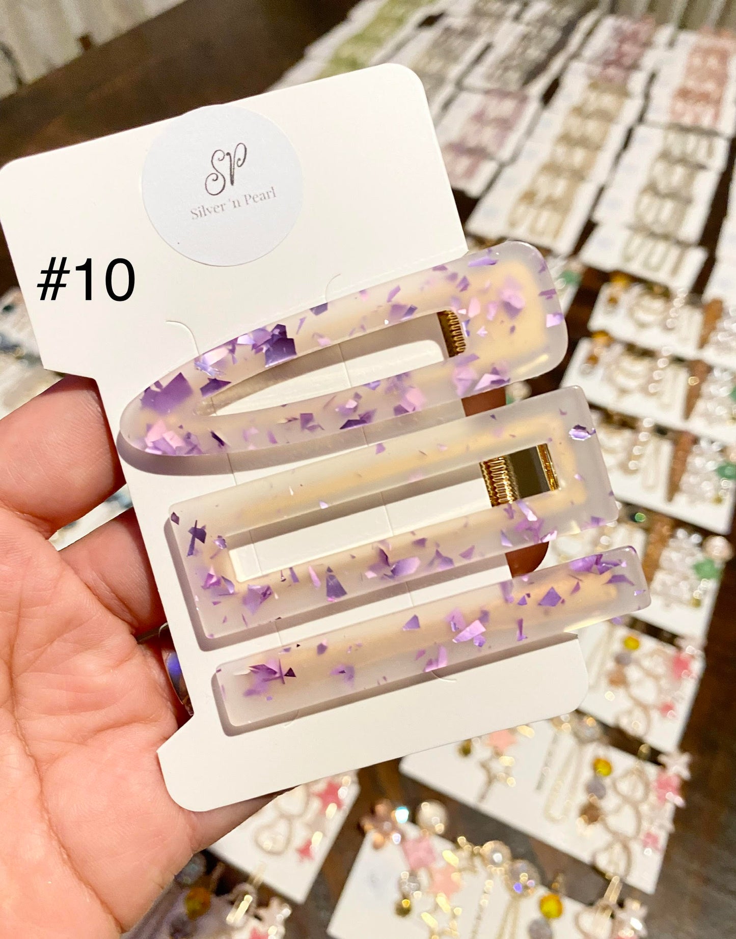 Acryllic Resin Hair Clips, Glittered Resin Hair Clips Set