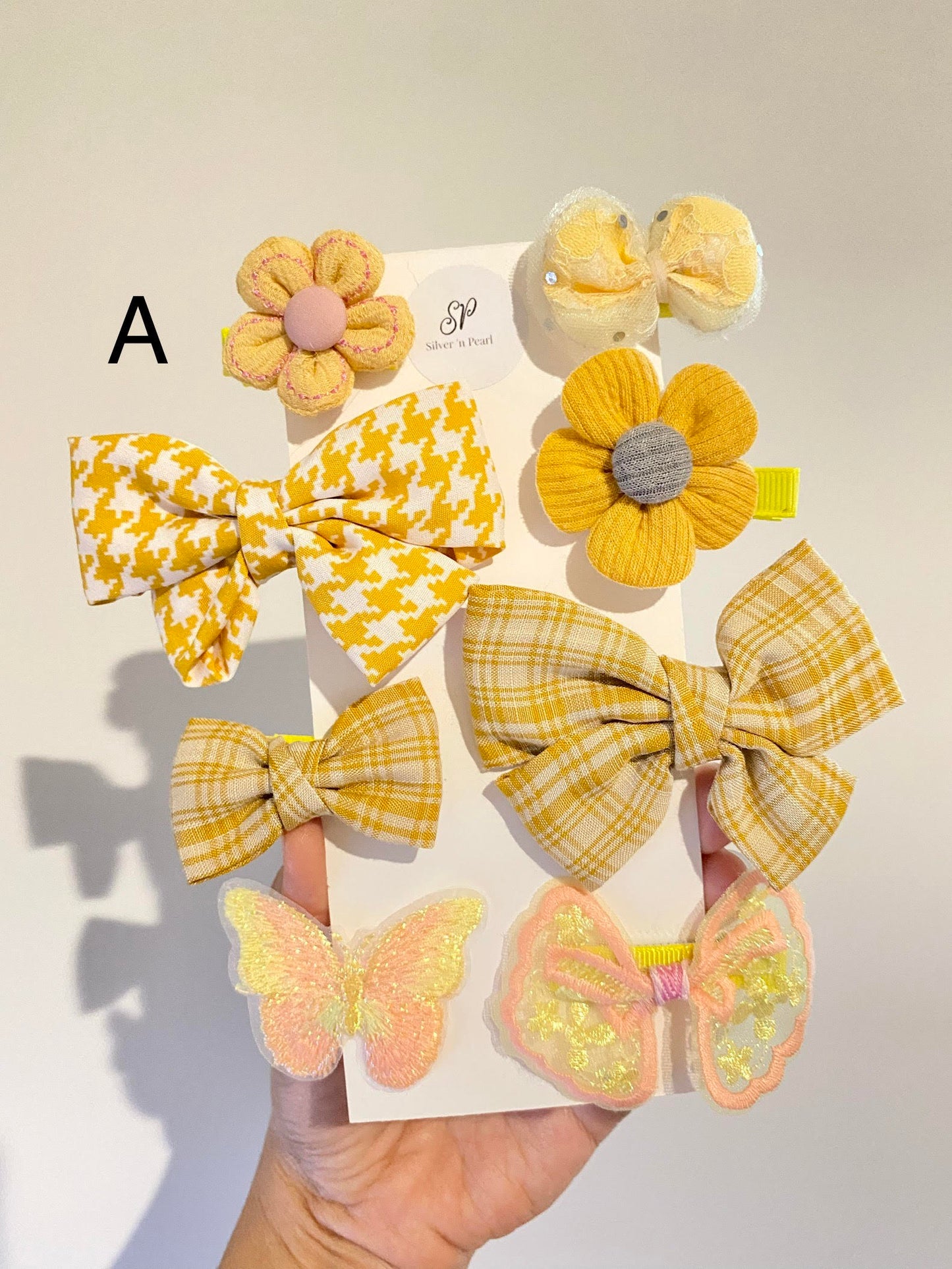 8pcs Floral Hair Bow Clip Set