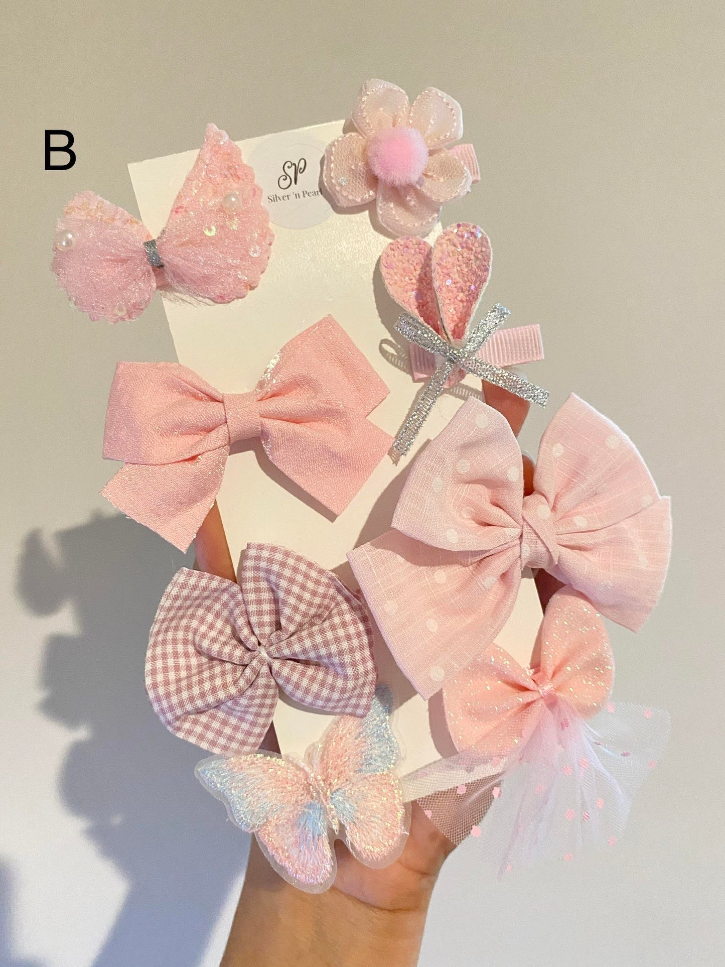 8pcs Floral Hair Bow Clip Set