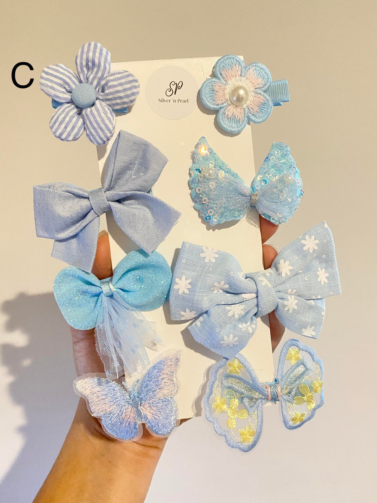8pcs Floral Hair Bow Clip Set