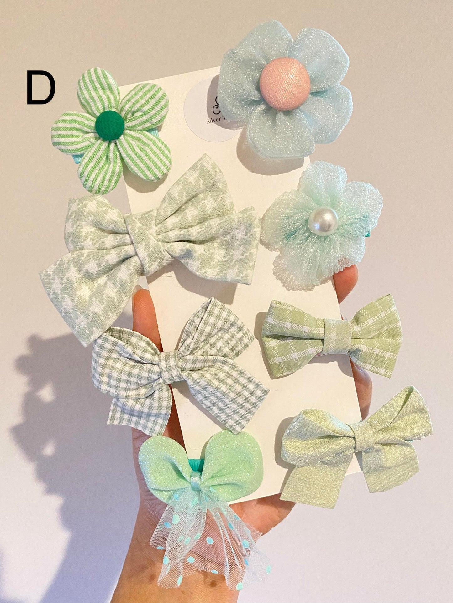 8pcs Floral Hair Bow Clip Set