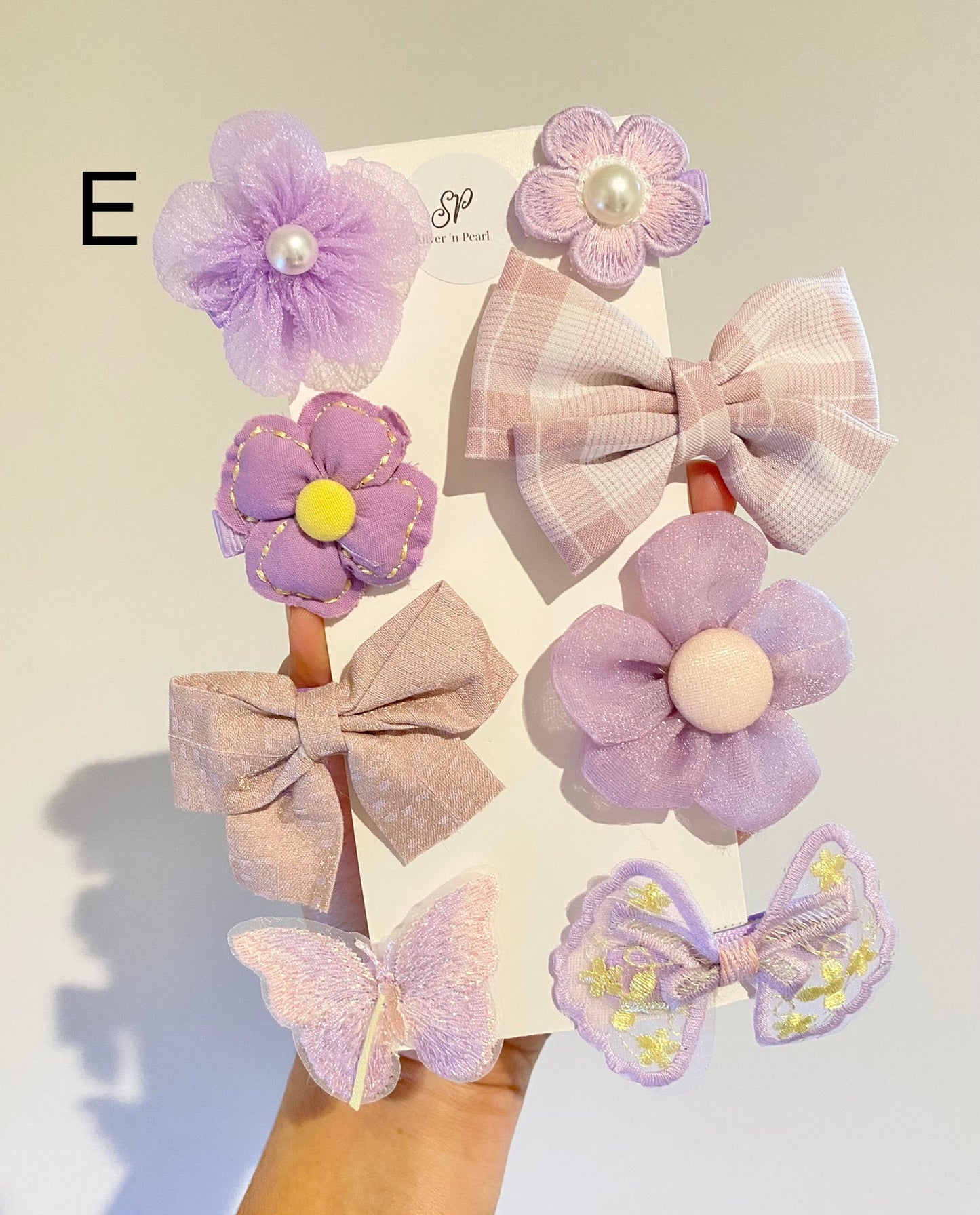 8pcs Floral Hair Bow Clip Set