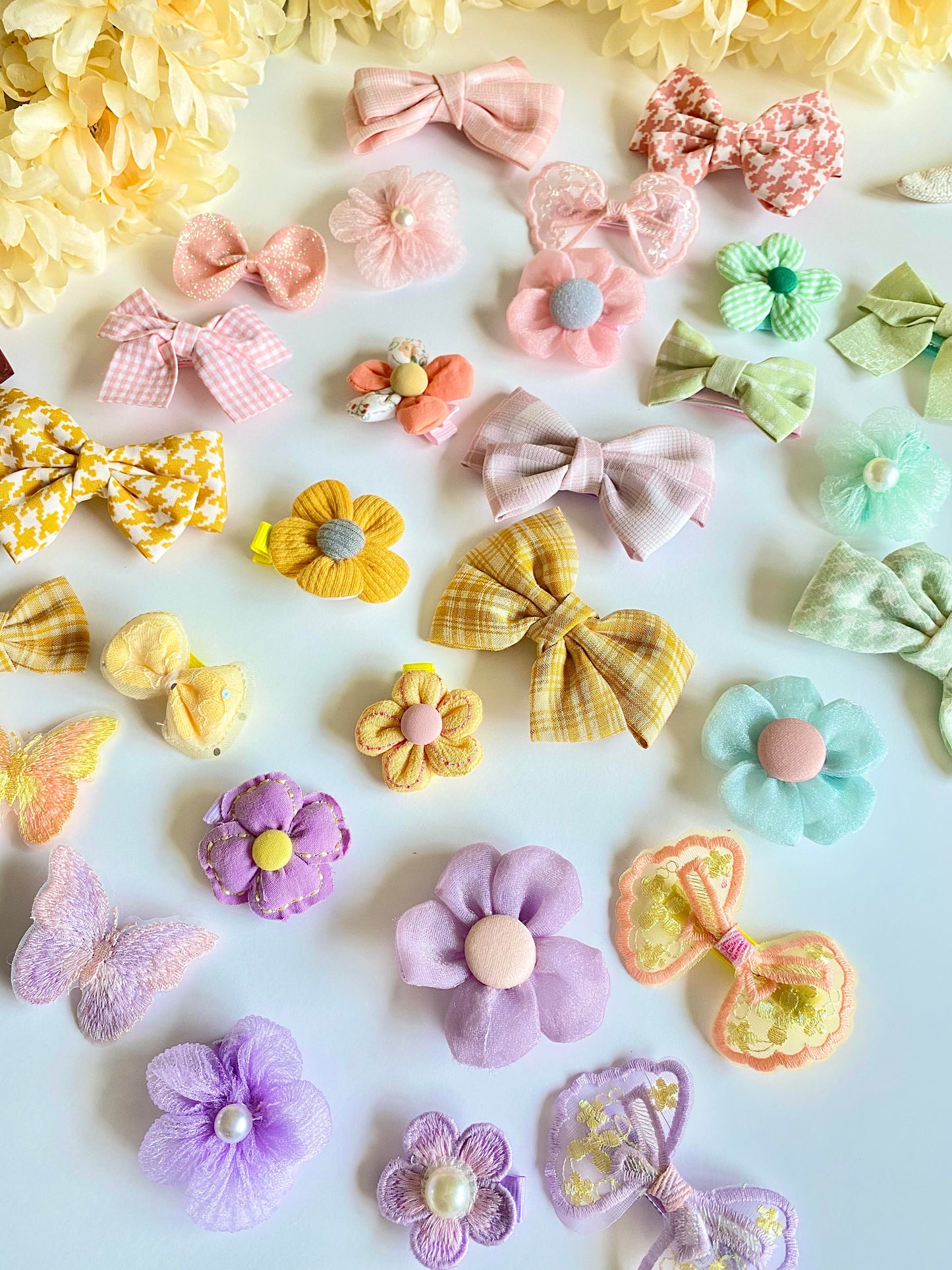 8pcs Floral Hair Bow Clip Set