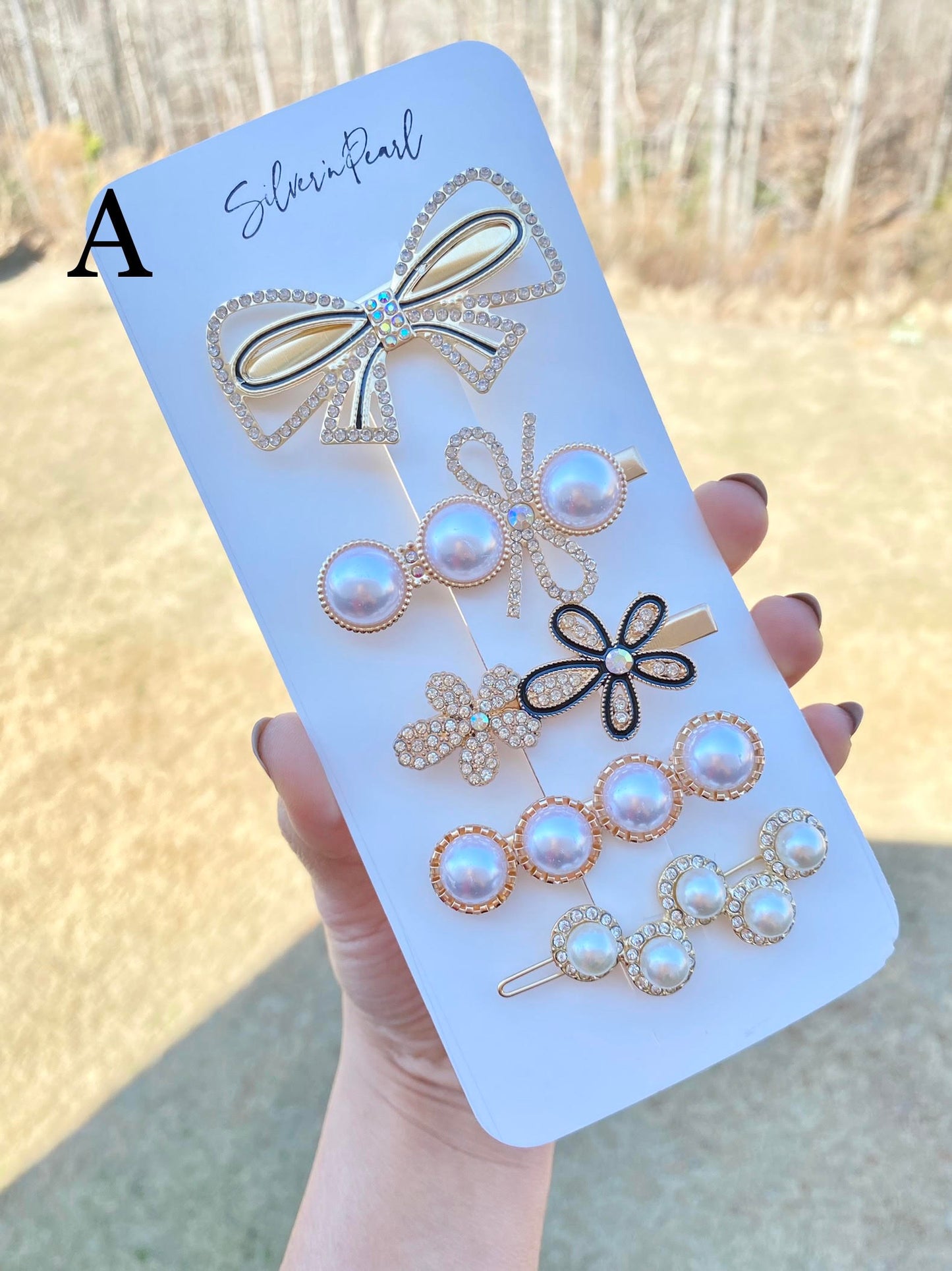 Faux Pearl Hair Barrettes Set