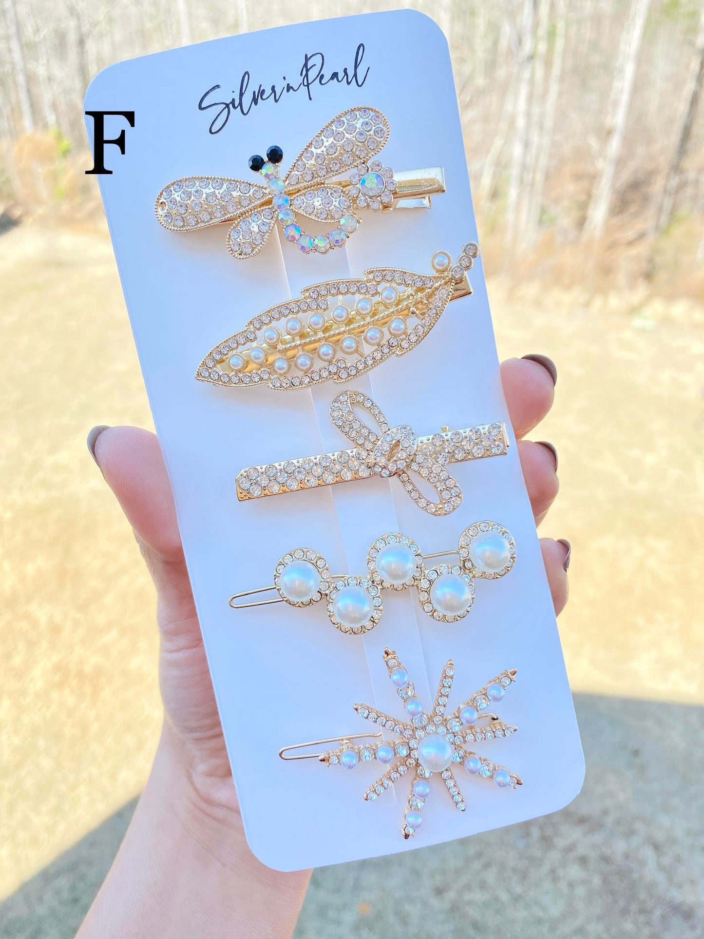 Faux Pearl Hair Barrettes Set