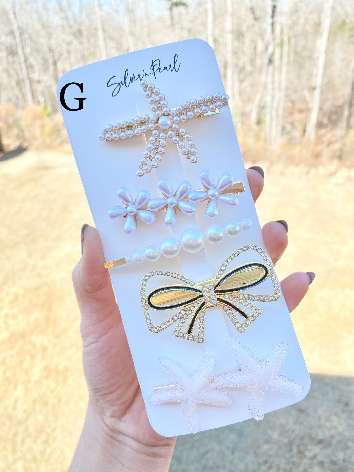 Faux Pearl Hair Barrettes Set