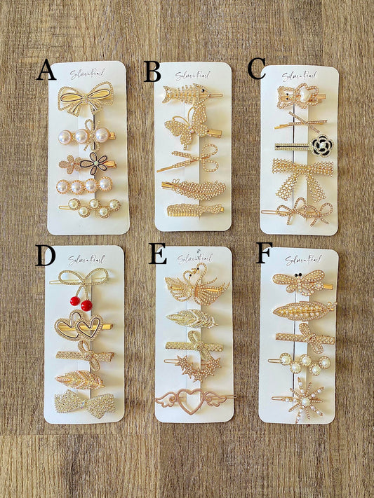 Faux Pearl Hair Barrettes Set