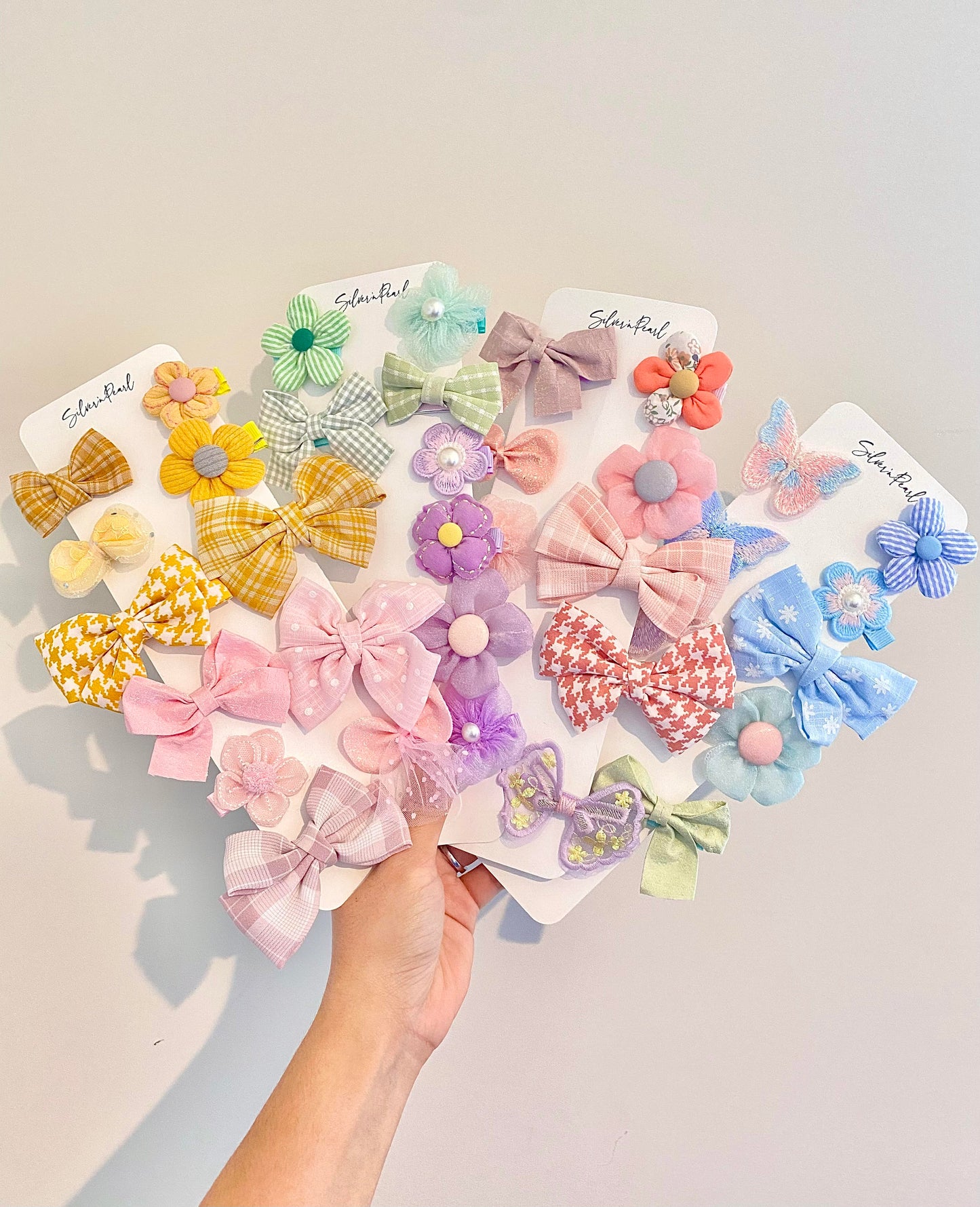 8pcs Floral Hair Bow Clip Set