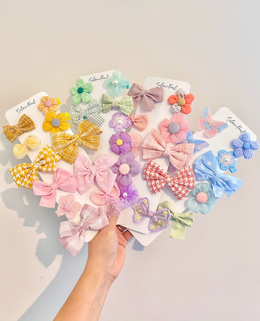 8pcs Floral Hair Bow Clip Set